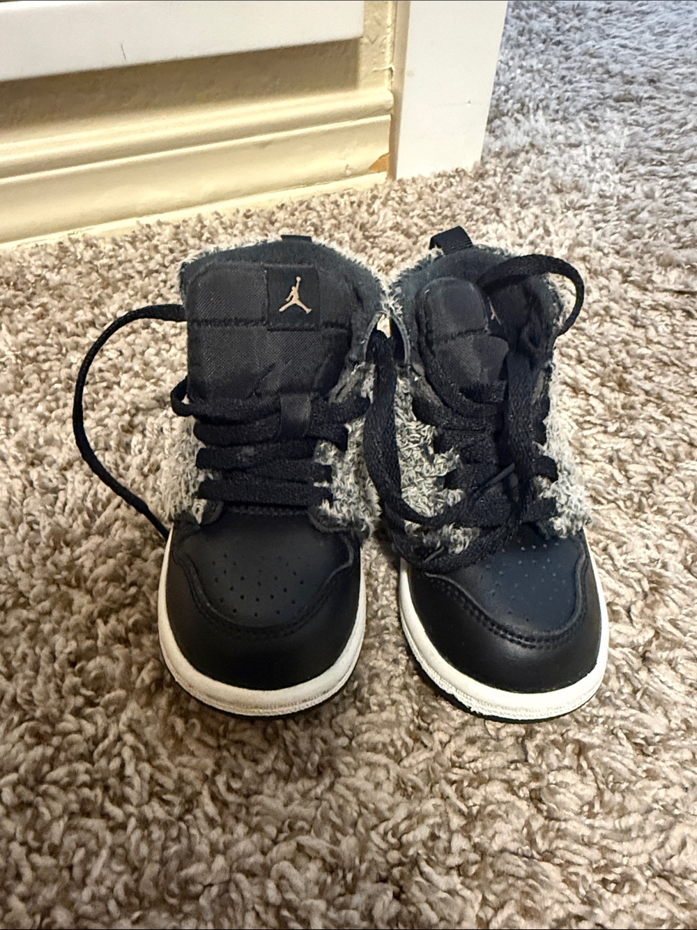 Jordan Kids Black and Gray High-Top Sneakers